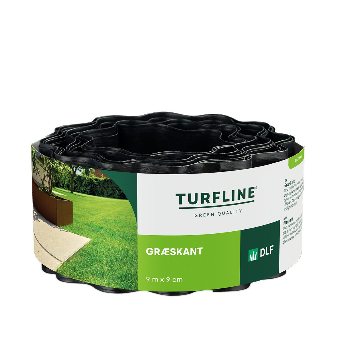 Rulle Turfline græskant 9 m x 9 cm i sort plast