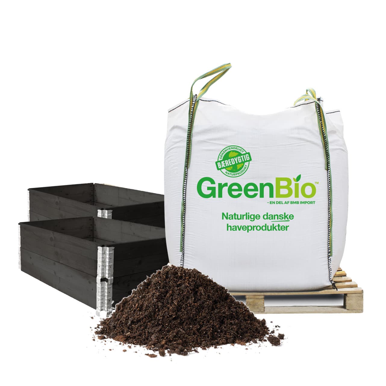 GreenBio bigbag med jord, palle og højbede