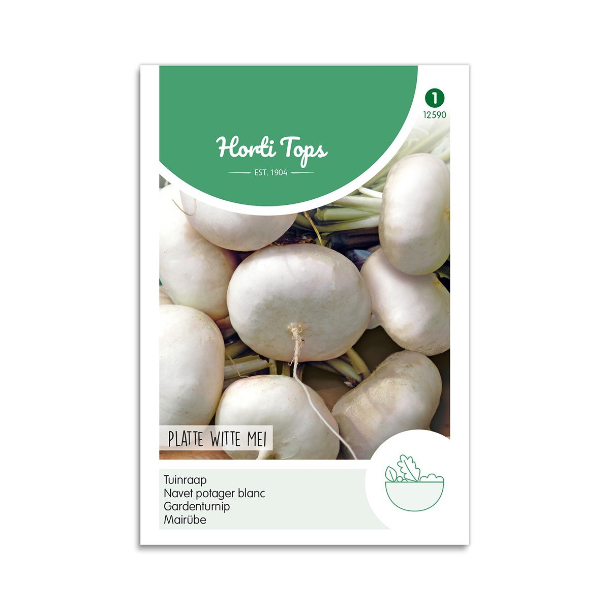 Frøpose med Horti Tops majroe Platte Witte Mei