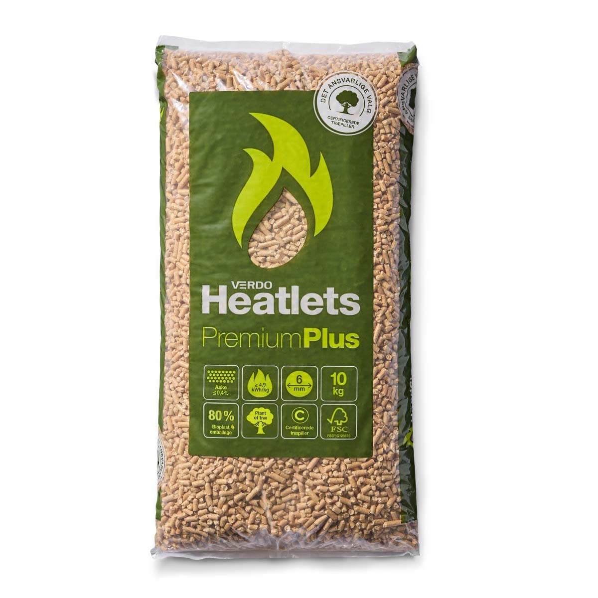 Sæk med Verdo Heatlets Premium Plus træpiller 10 kg