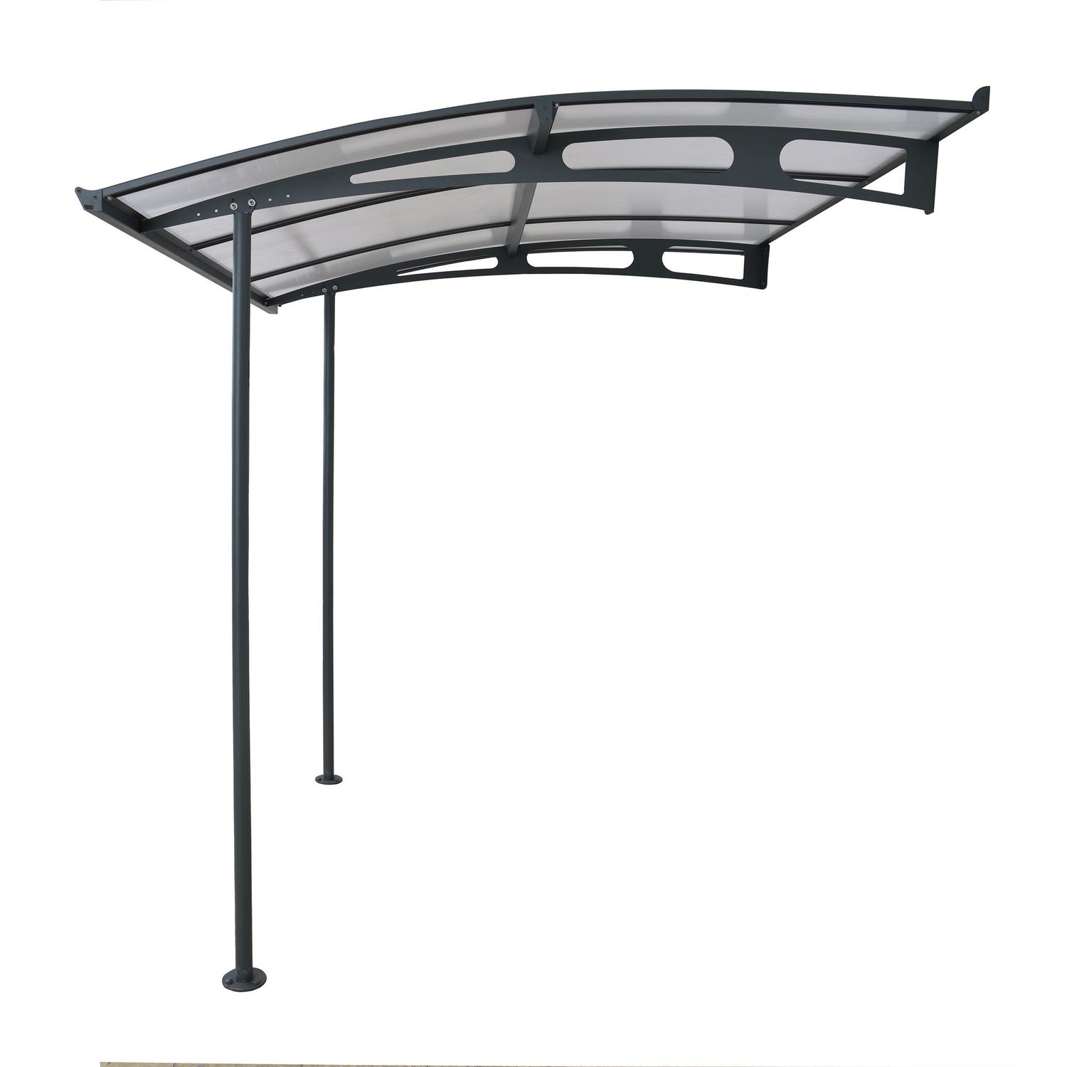 Moderne buet carporttag med stolper