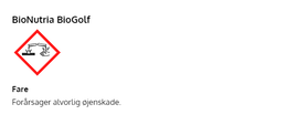 BioNutria BioGolf farepiktogram BioNutria BioGolf ætsningsfare, alvorlig øjenskade