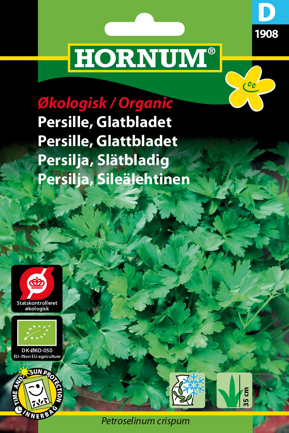 Frøpose med økologisk bredbladet persille fra Hornum