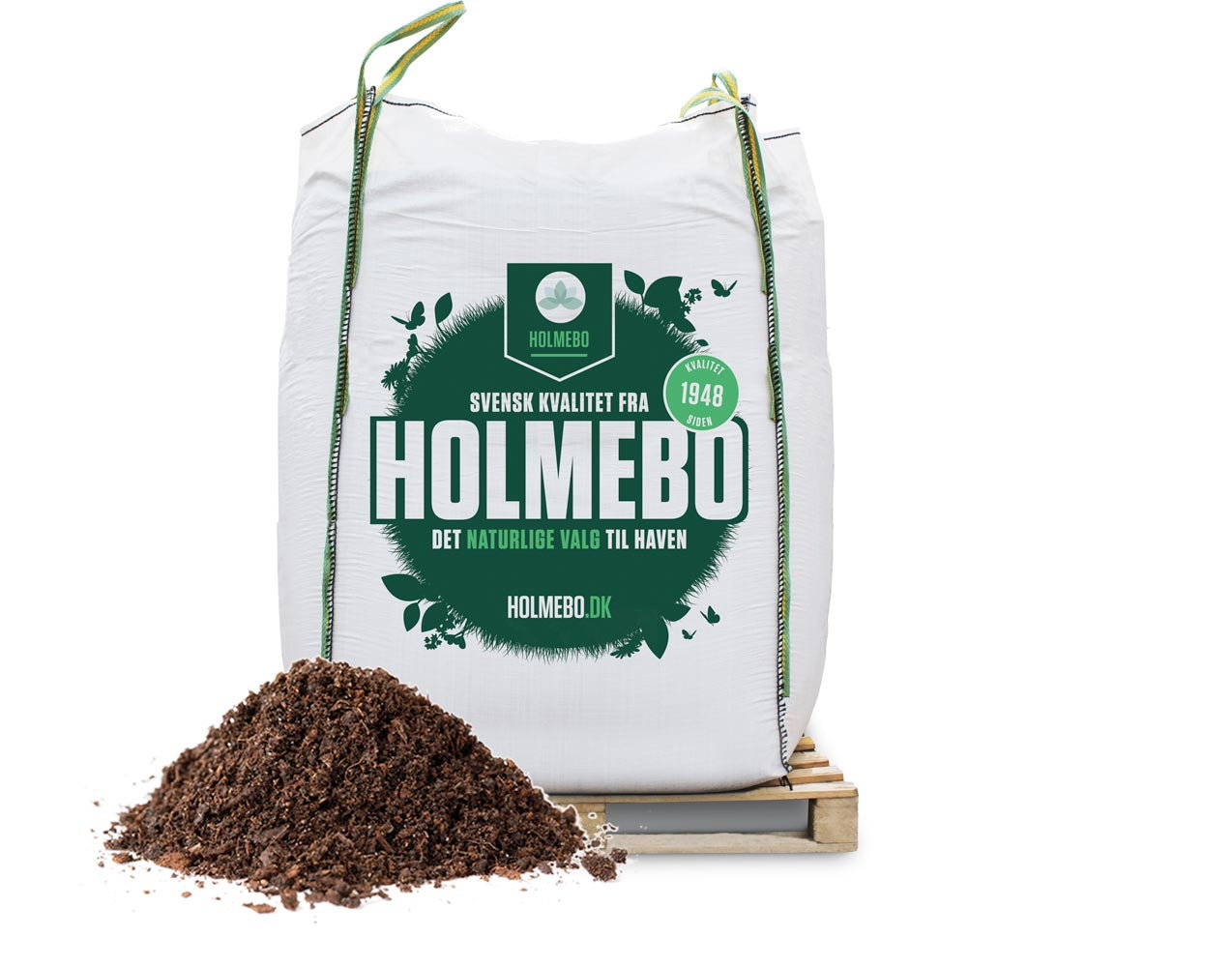 Holmebo jord i bigbag til haven Stor Holmebo bigbag med jord på palle