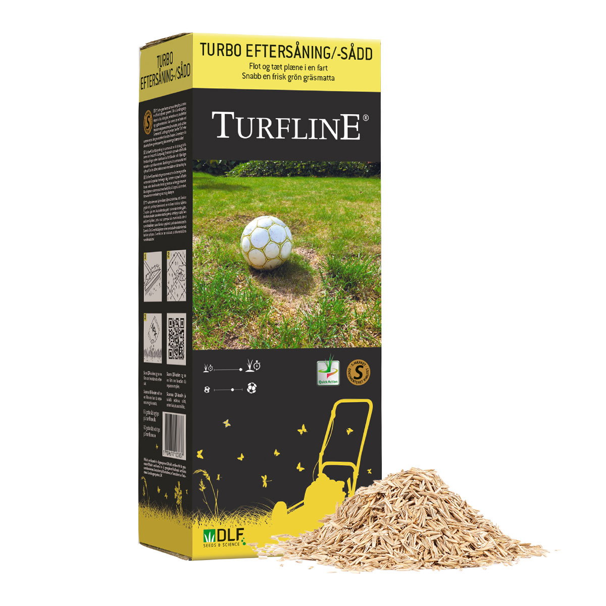 Turfline Turbo eftersånings-græsfrø til tæt grøn plæne