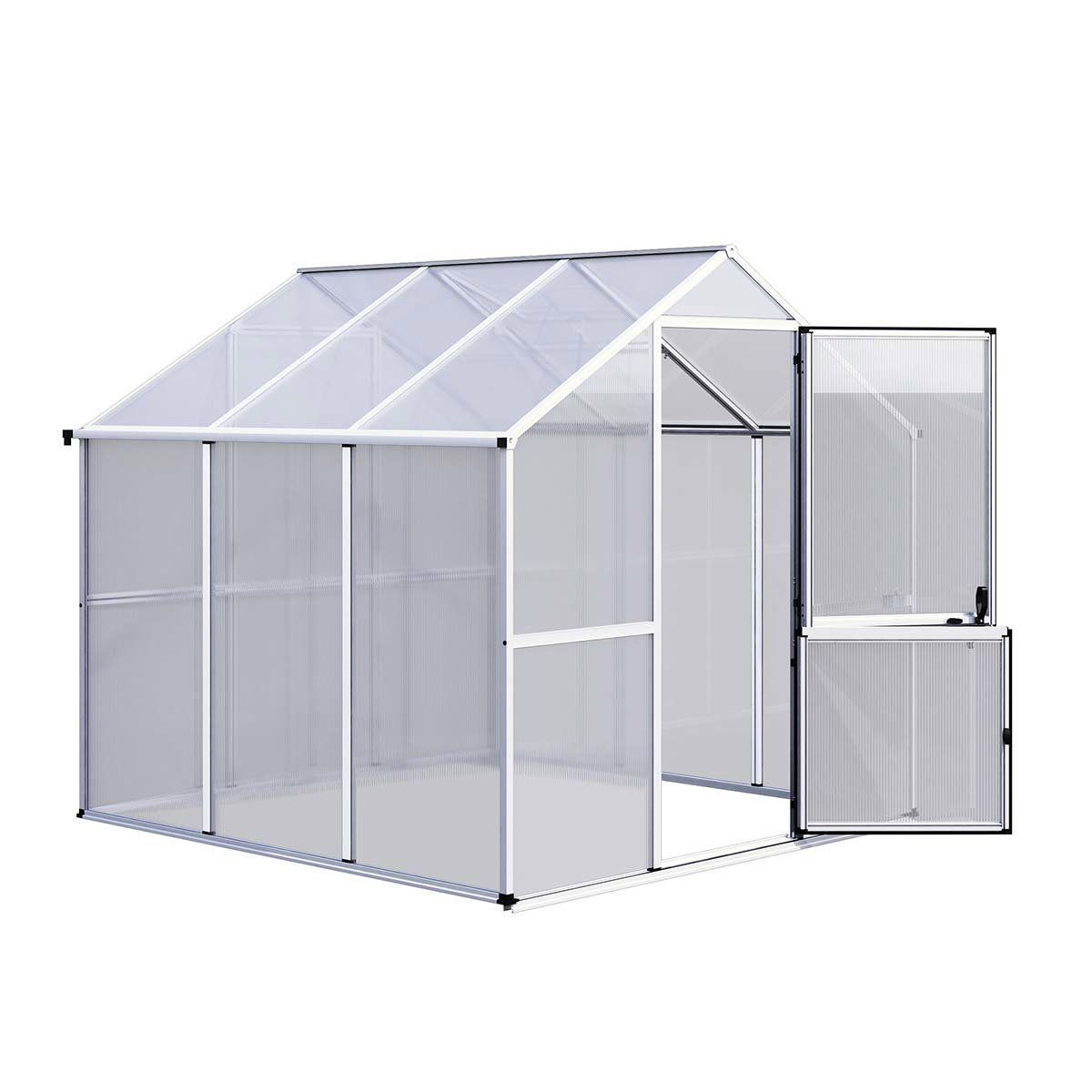 Fritstående væksthus i hvid aluminium