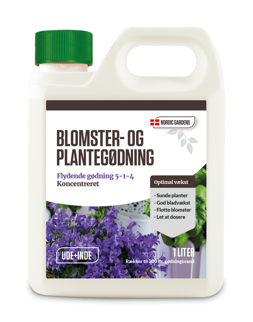 Kande med Nordic Gardens flydende blomster- og plantegødning