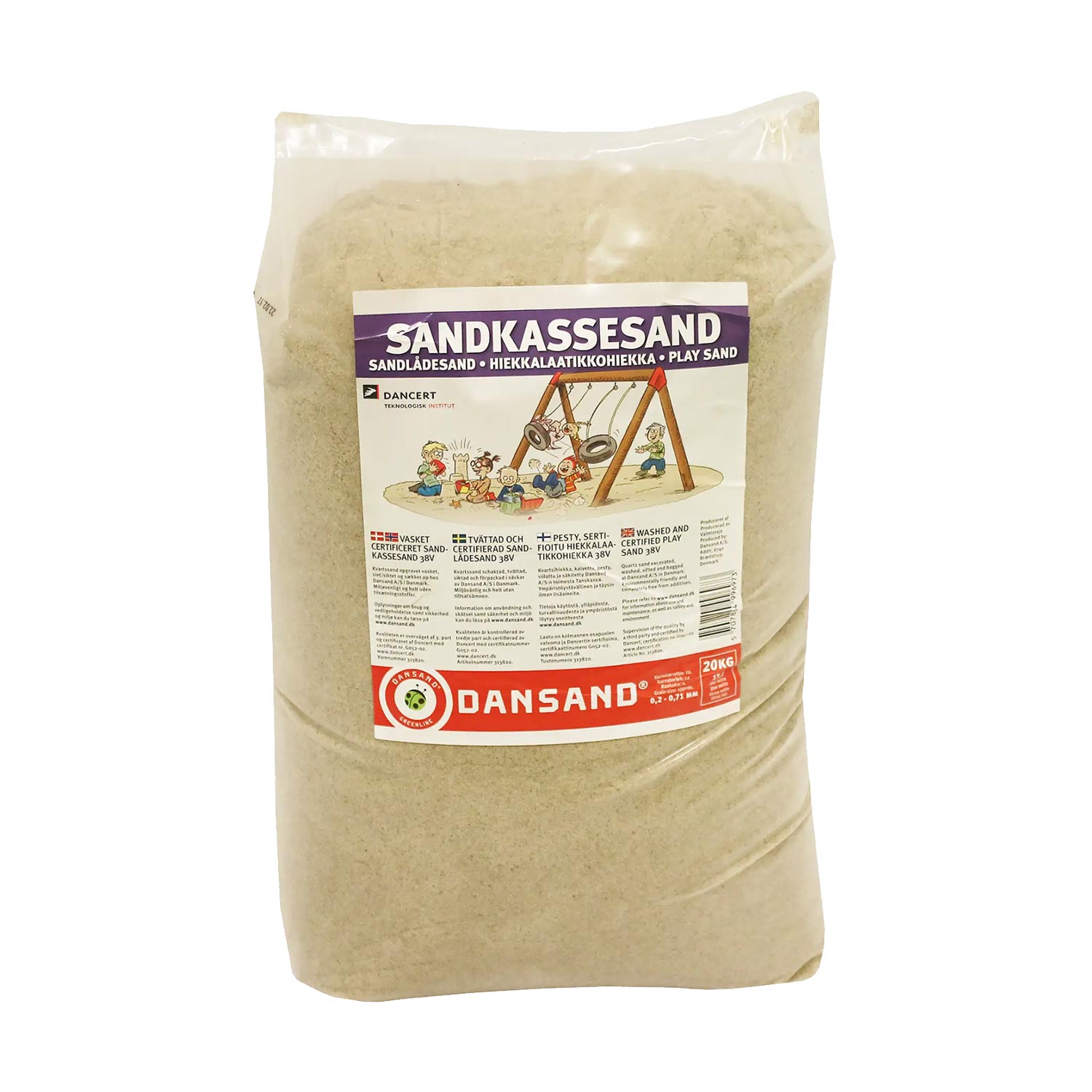Sæk med Dansand sandkassesand 20 kg til sandkasser