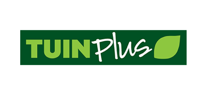 TuinPlus logo på grøn baggrund med stiliseret lysgrønt blad