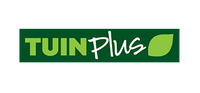 TuinPlus logo - grøn baggrund med hvid og lysgrøn tekst og stiliseret blad TuinPlus logo på grøn baggrund med stiliseret lysgrønt blad