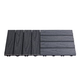 Terrasseflise komposit 30x30 cm 4-pak, antracitgrå HORTUS – holdbar træstruktur til terrasse og altan Antracitgrå komposit terrasseflise 30x30 cm 4-pak fra HORTUS med naturlig træstruktur, slidstærk og vejrbestandig – ideel til terrasse, altan og udendørsprojekter