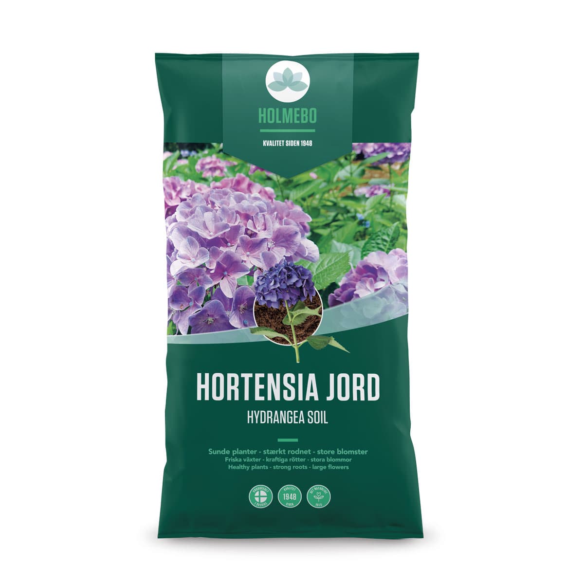 HOLMEBO hortensiajord 40L til sunde hortensia Pose med HOLMEBO hortensiajord til hortensia planter