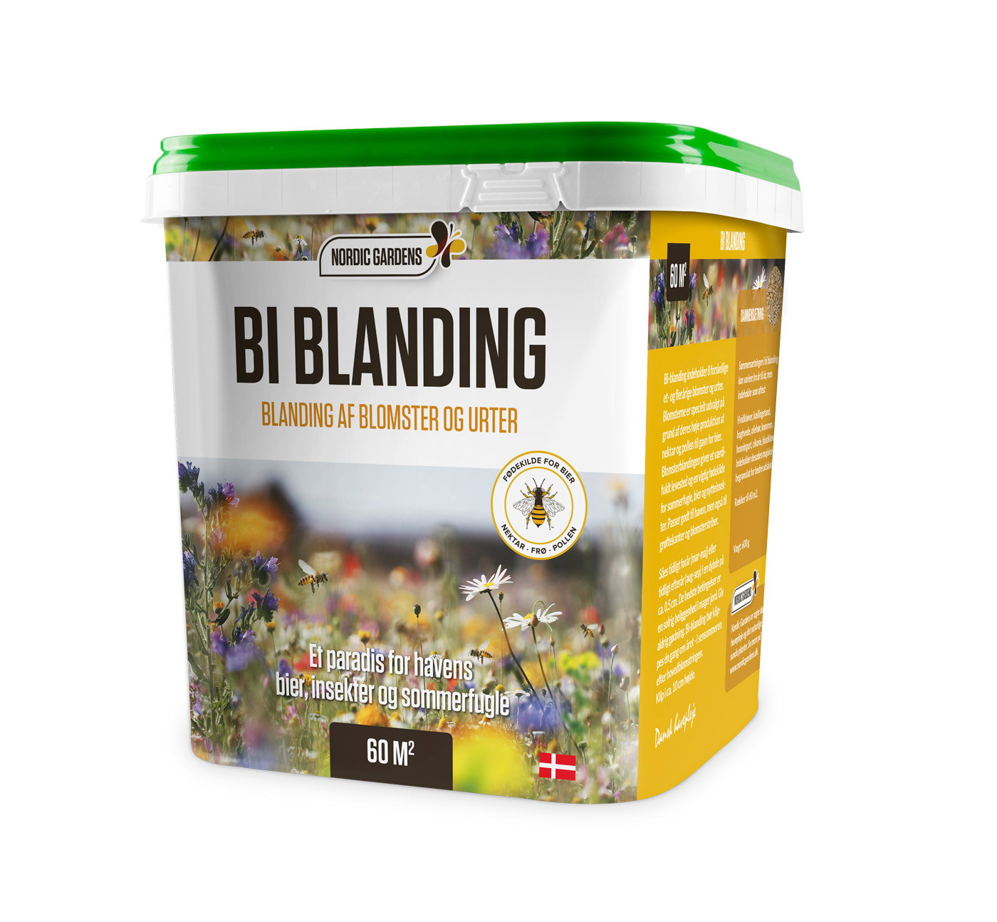 Spand med Nordic Gardens bi-blanding blomsterfrø 60 m²