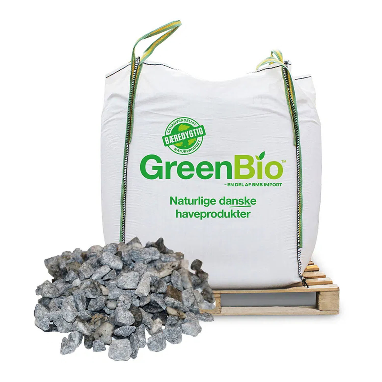 Big Bag med GreenBio granitskærver på palle