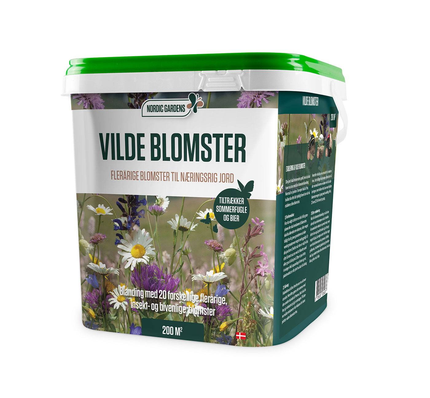 Nordic Gardens vilde blomster frøblanding 200 m² Spand med Nordic Gardens vilde blomster frø til næringsrig j