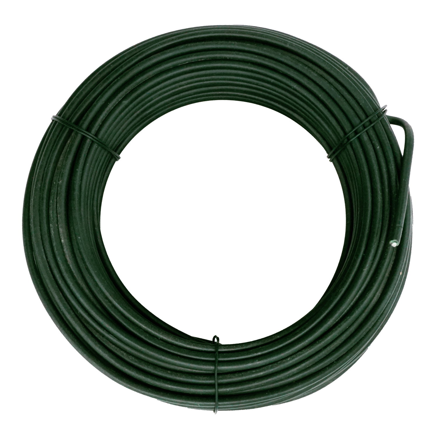 Rulle med Nature galvaniseret hegnstråd Ø0,9/1,4 mm x 30 m, grøn PVC-belagt variant vist, velegnet til opbinding, montering af net og lette hegnsopgaver