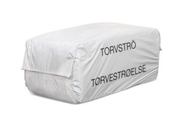 Hvid balle med tørvestrøelse til dyr