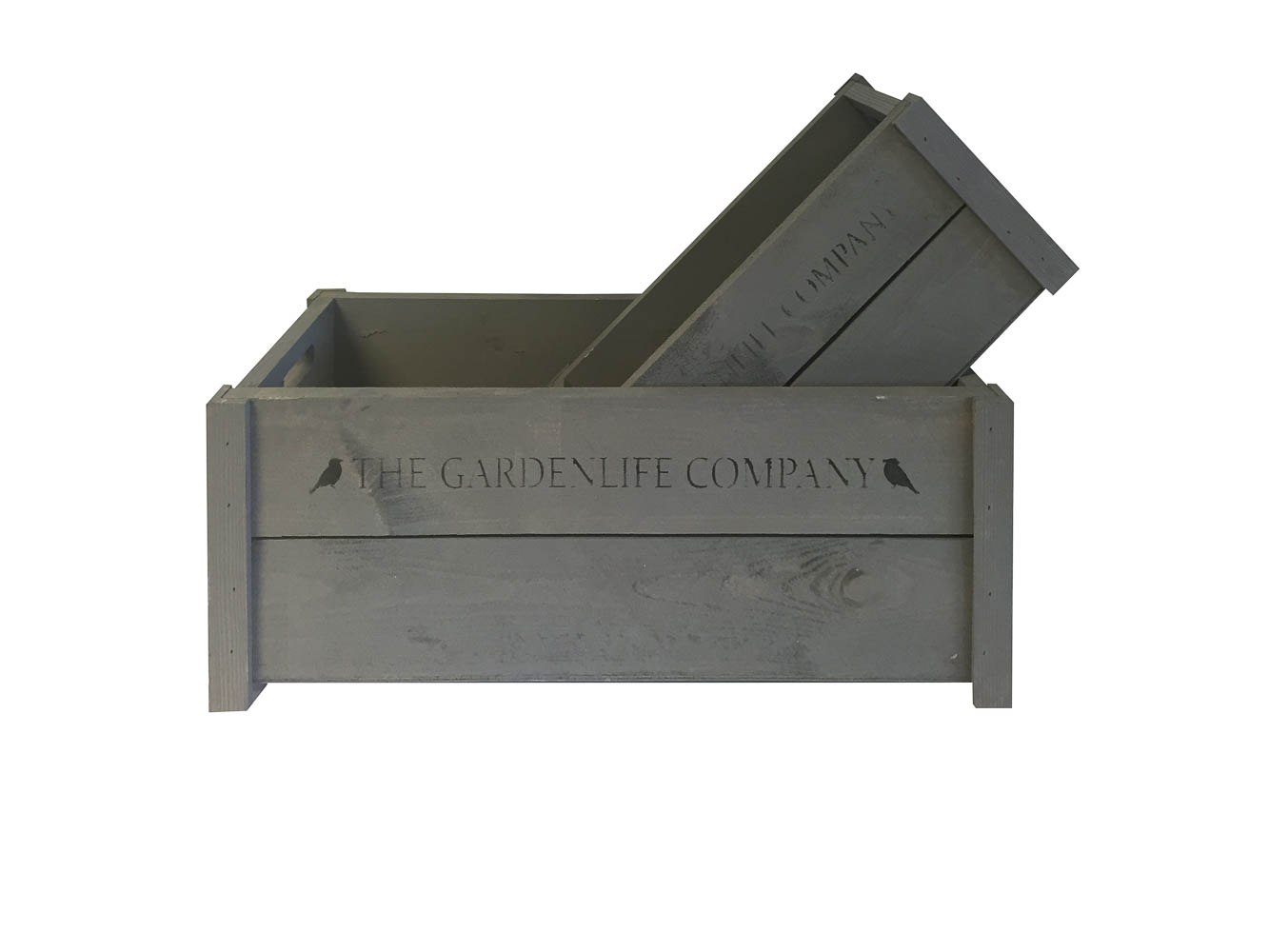 Sæt grå trækasser fra The Garden Life Company