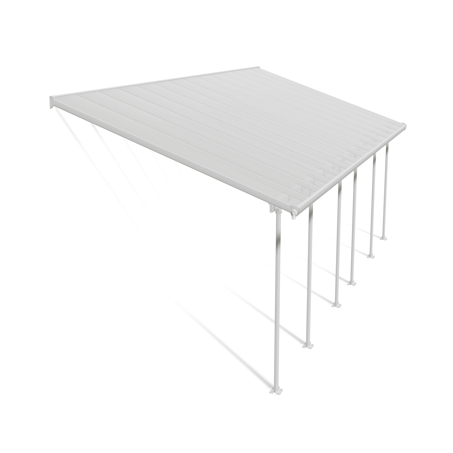 Hvid fritstående terrasseoverdækning i metal