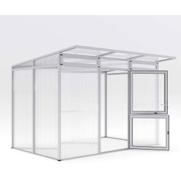 Aluminiumsdrivhus med skydedør og vindue Moderne aluminiumsdrivhus med glas og skydedør