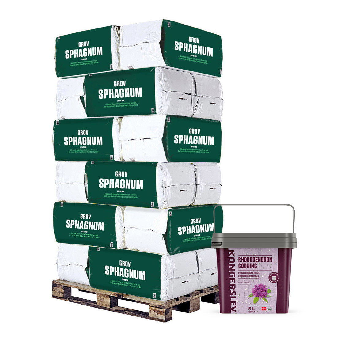 Sampak: 18 poser grov spagnum + rhododendrongødning