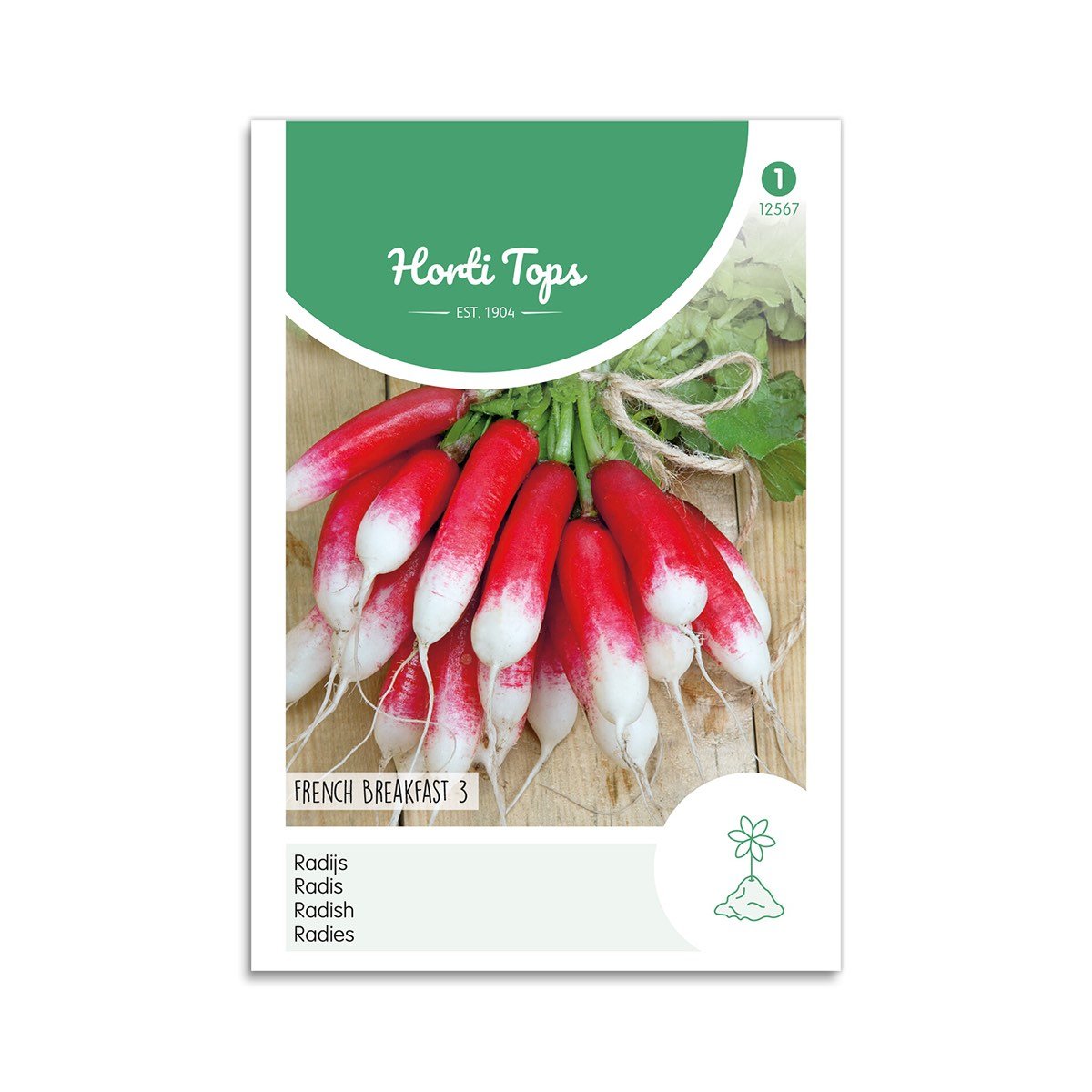 Horti Tops radisfrø French Breakfast 3 Pose med Horti Tops radisfrø French Breakfast 3