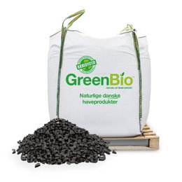 GreenBio granitskærver i bigbag på palle GreenBio bigbag med sorte granitskærver på palle