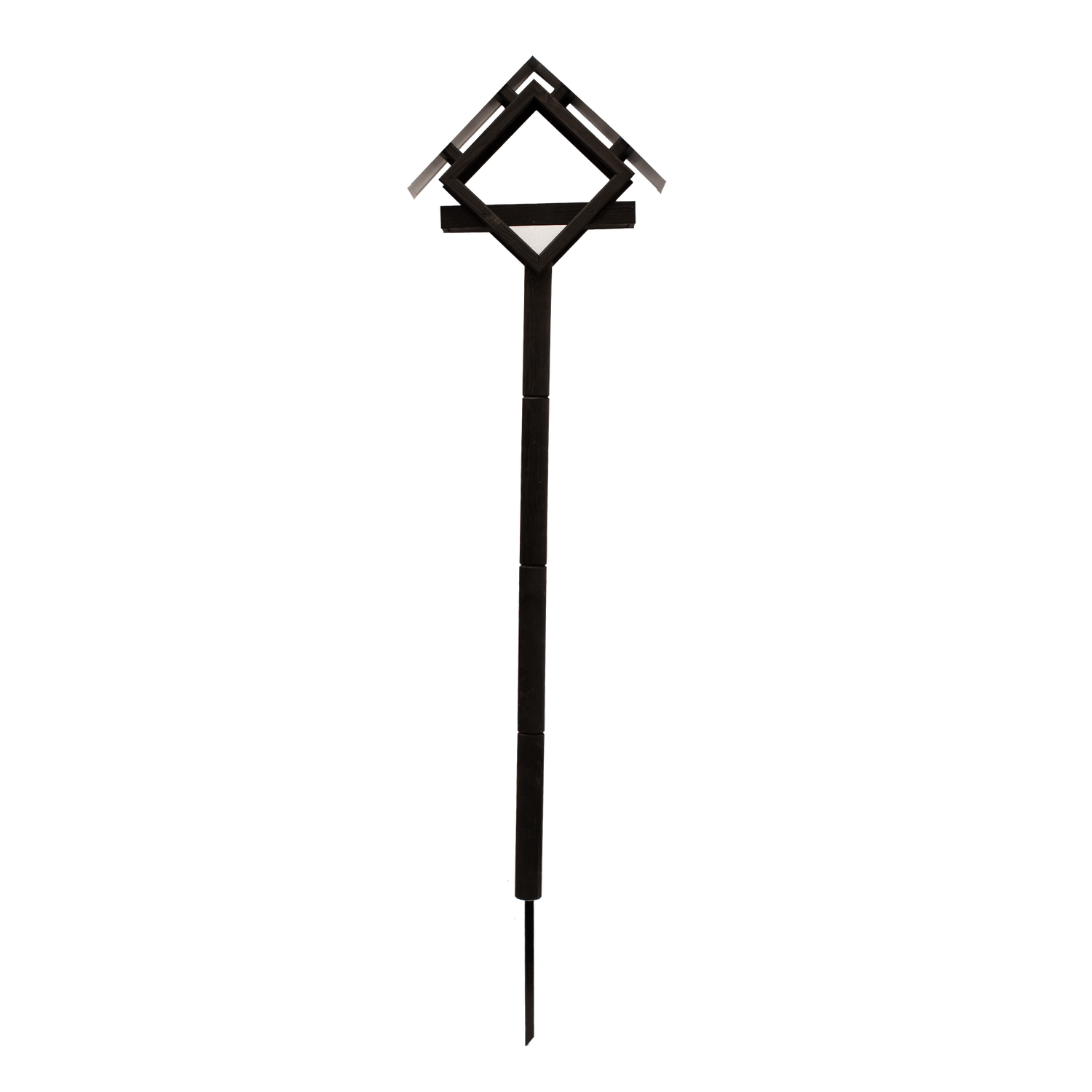 Sort metal havefakkel med geometrisk hoved