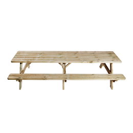 Bord-/bænkesæt 42 mm XXL HORTUS – trykimprægneret fyrretræ, 300 x 149 cm, flip-up sæder HORTUS bord-/bænkesæt i trykimprægneret fyrretræ med 42 mm bordplade, XXL picnicbord (300 cm længde, 149 cm bredde) og praktiske flip-up sæder – robust til terrasse og have