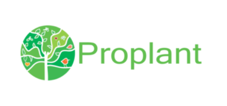 Proplant-logo – grønt rundet ikon med stiliseret træ og ordmærke Proplant logo: grønt cirkulært ikon med stiliseret træ og ordmærke 'Proplant'