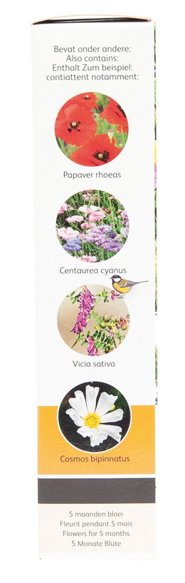 Blomsterfrømix til 5 måneders blomstring Frøblanding med valmue, kornblomst, vikke og cosmos