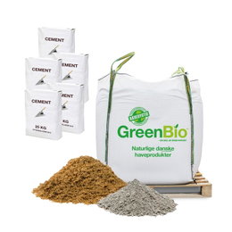 GreenBio cement- og sandblanding storsæk GreenBio storsæk med cement og sand til byggeri